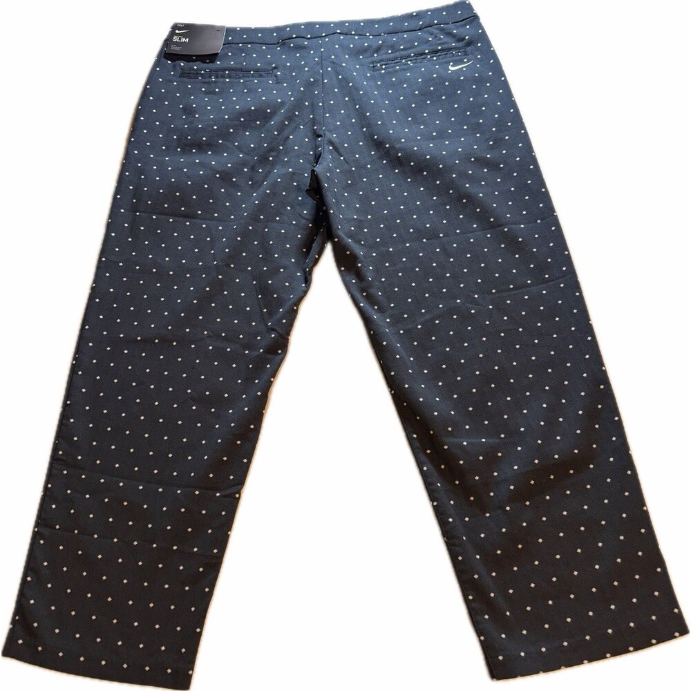 Nike Womens Dri Fit Golf Pants Size 14 Black/White Polka Dots Slim NWT - Picture 2 of 14